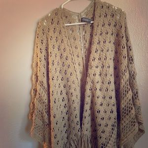 boho tan crochet shawl